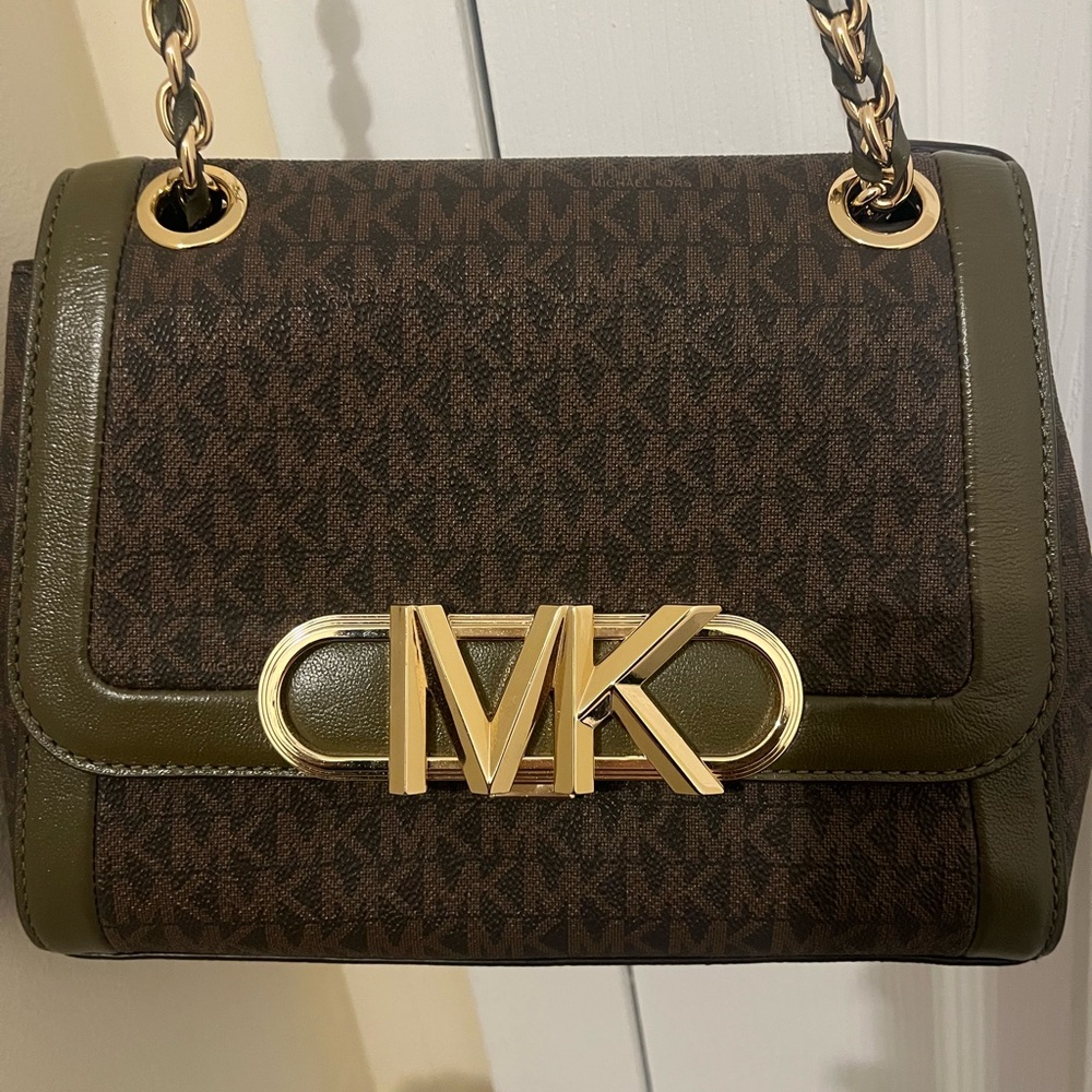 Michael Kors Olive and Brown Shoulder Bag